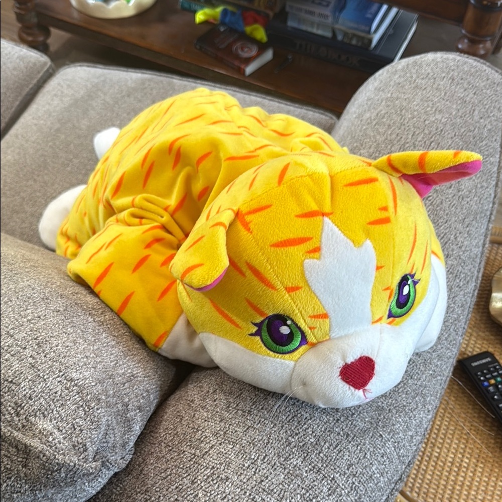 Lisa Frank Yellow and White Stuffed Animal Cat